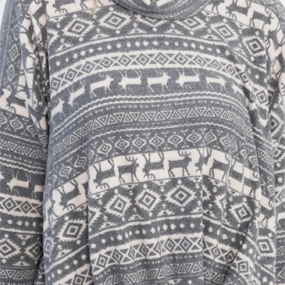 Reindeer Print Long Sleeve Tunic Cowl Neck Front knot top - Picture 11 of 11